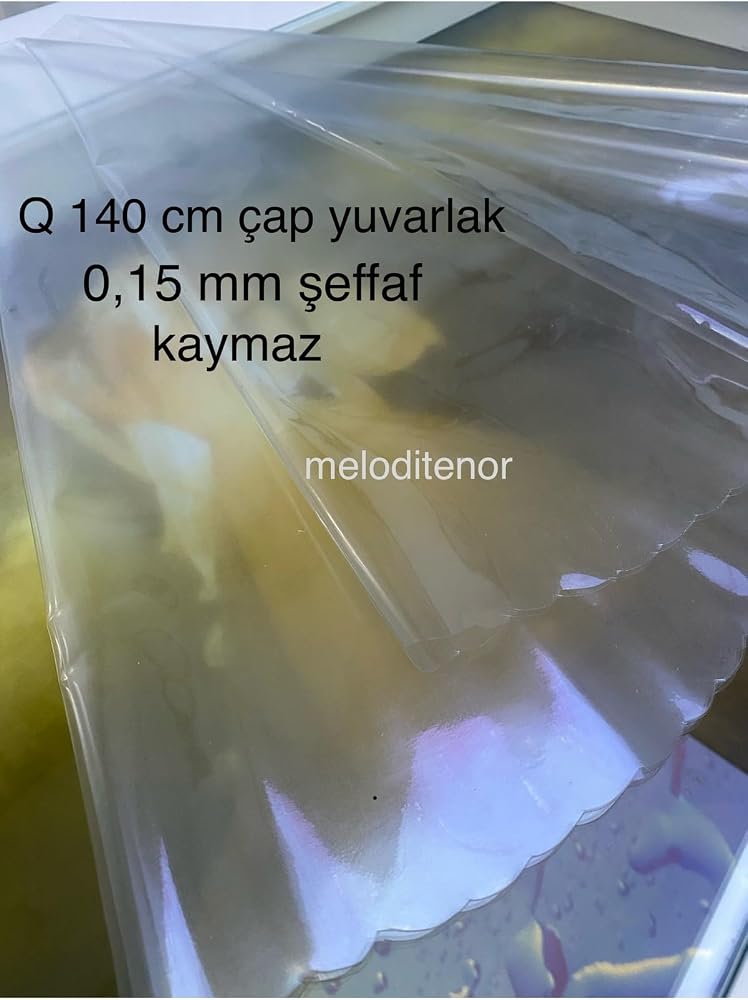 İnce şeffaf pvc yuvarlak muşamba masa örtüsü 0.15 mm birinci kalite kaymaz naylon masa koruyucu Şeffaf 140 x 140