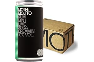 MOTH: Mojito Cocktails Ready To Drink Pre-Mixed Cans, 8 x 200ml, 10% ABV - Duppy Share Rum, Mint, Lime & Soda, Premium Quality Bar Strength