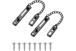 GUSXPPD 2 Pièces Chaîne de Porte de Sécurité, Chaîne de Porte en Acier Inoxydable, Limiteur de Porte Étroit Verrou de Porte Anti-Vol à Ressort pour la maison, l'hôtel, les portes et fenêtres (noir)