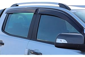 ‎JHCHAN JHCHAN Windabweiser Kompatibel mit Ford Ranger 2012-2022 Doppelkabine Wildtrak XL XLT Limited Tremor Wildtrak X Platinum Raptor Dunkel Regenabweiser Acryl Anklebbare Deflektoren 4 Stück