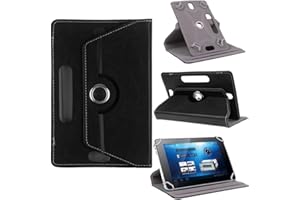 DIGITAL VANGUARD DISCOVERING POSSIBILITIES DV 10inch Tablet Case Cover - Universal Leather Stand Case Folio Cover Magic Leather 360° Rotating Case Fits for ALL 10" Inch & 10.1" Inch Android Tablets tab (Black)