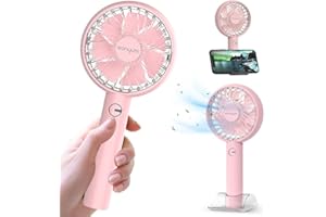 EONYUM Mini Handheld Portable Fan, USB Fan Rechargeable Battery 2000 mAh, Adjustable wind direction,Desk Table Fan Cooling Electric Fan 4 Speeds for Home Travel Office Sport Outdoor School (pink)