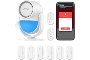 CPVAN Allarme Casa Senza Fili (2.4GHz WiFi), PIR WiFi Sensore di Movimento, fai da te Antifurto Casa Wireless con Avvisi APP, 9 pezzi-Kit (PIR Host Allarme, 6 Sensori Porta/Finestra, 2 Telecomandi)