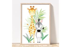 Rubybloom Designs Safari Jungle Animal Nursery Print - A4 (21cm x 29.7cm) UNFRAMED - Childrens Tiger Lion Giraffe Elephant Zebra Monkey Picture Wall Art Gift