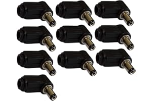 Aerzetix - 10x Connettori maschio jack adattatore presa di alimentazione - angolare 90° DC 5,5/2,1 mm - da saldare - C42273