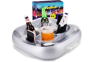 YODOOLTLY Aufblasbarer schwimmender, Getränkehalter mit 6 Löchern, großes Fassungsvermögen und transparentem Material, Schwimmkörper für Pool, Party, Strand weiß, Whirlpool