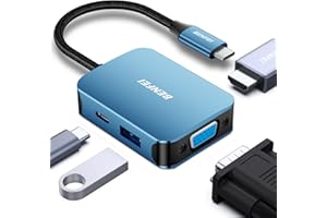 BENFEI Hub USB C vers HDMI VGA, Adaptateur USB C vers USB, Compatible avec MacBook Pro 2021/2020/2019, Surface Book 2, Dell XPS 13/15, Pixelbook et Plus Encore