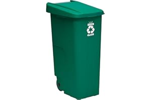 WELL HOME MOBILIARIO & DECORACIÓN Wellhome Recycle Container 110 litres, fermé avec couvercle, idéal pour le recyclage du verre, avec roues