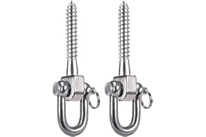 SELEWARE Schaukelaufhänger 180° Schaukelschraubenset Halterungen, Edelstahl 800kg Tragfähigkeit Hängemattenhaken für Spielplatz Yoga Hängematte Seil Stuhl Sandsack Boxsack Veranda Schaukelset (2 Pack)