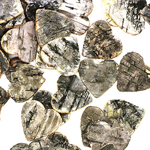 Kebinfen 100 Stück Birkenherzen 4cm Herzen aus Birkenrinde