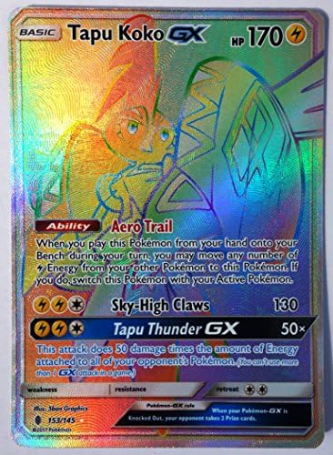 Pokemon, S &amp; M Guardians rising, Tapu Koko GX 153/145, Secret rare, NM/M, New