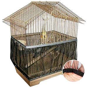 CAILI Jaula Protectora Guard Jaulas Accesorios,Cubierta para Jaula de pájaros, de Nailon Suave para Limpiar la Jaula de pájaros de la Mascota, Cubierta de Malla para Jaula de pájaros,Talla L (Negro)