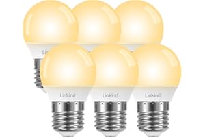 Linkind Bombilla LED E27, Blanco Cálido 2700k, 4.9W Equivalente a 40W 470LM, Bombilla Mini Globo G45 con Casquillo Gordo Estándar E27, Bajo No Regulable, Consumo, Lot de 6