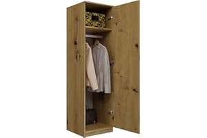 ADGO SD-50 Armadio per Vestiti 50x50x180cm, per Appendere Grucce Appendiabiti, Spogliatoio, per Camera da Letto, Tubo per Grucce e Mensole a Soffitto (Spedizione in 2 Confezioni)(Revere Artisan)