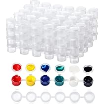 Mandala Crafts 150 Empty 3ml Acrylic Paint Pots With Lids On Strips + 40 Brushes - Small Clear Containers For Crafts - View #4