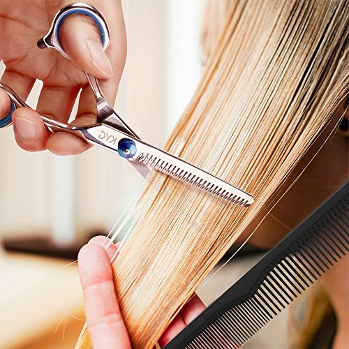 KYG 3er Haarscheren Set Mit 2 Edelstahl Effilierschere Haarschneideschere 1 Kamm Blau - 8