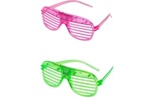 ULTRABYEASYPEASYSTORE Ultra Mixed Pack of 2 LED Shutter Glasses - Party Flashing Glasses with Lights - Neon Glasses Rave Accessories - Futuristic LED Glasses 6 Colour Rave Glasses - Light Up Glasses - Glow LED Sunglasses