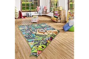 ‎PERGAMON Pergamon Straßenteppich Beidseitig Baustelle Play City in 2 Größen