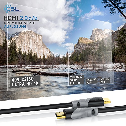 0,5m – Ultra HD 4k HDMI Kabel 1.4a / 2.0 | High Speed with Ethernet | neues Model / Kabel 3 fach geschirmt / inkl. Stecker- und Kontaktschirmung | 4K Ultra HD 2160p / Full HD 1080p | 3D / ARC / CEC | 0,5 Meter - 6