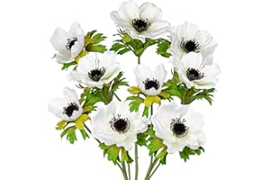 ‎BRIFUL Briful 3er Set Künstliche Anemonen Kunstblumen Wie Echt Kunstzweige Weiße Frühlingsblumen, Länge 55 cm, Dekoblumen für Blumengesteck Home Resto Büro Dekoration