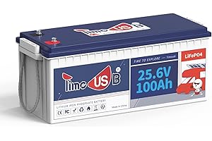 ‎TIMEUSB Timeusb 24 V 100 Ah LiFePO4 Battery, 2.56 kWh Lithium Battery, 10-Year Life 100 A BMS Perfect Replacement for Lead Acid Battery AGM SLA Gel for Motorhome Camper Energy Storage Off-Grid