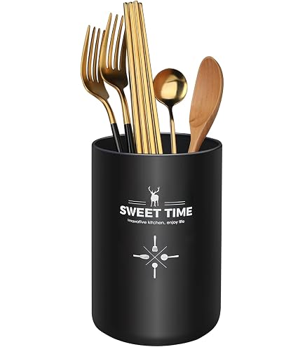 Contenitore Portautensili Da Cucina PREMIER Housewares - Conico, In Acciaio Inossidabile, Colore Crema, 14x11x11 Cm