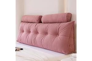 MONDEX Bett Rückenkissen mit Nackenkissen, Bequemes Lesekissen für Bett und Sofa, Groß Lang Keilkissen mit Abnehmbar Waschbarem Bezug, Rückenstützkissen Wandkissen Bettkissen Rückenlehne,Rosa,200CM