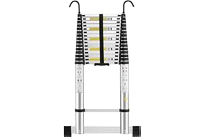 STANEW Scala telescopica 6,2 m in alluminio, bracciolo removibile, estensibile, multi-funzione, stabile scala, carico massimo 150 kg