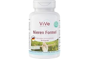 ‎VIVE SUPPLEMENTS Nieren Formel - 90 Kapseln - mit Cranberry, Bärentraube, Wacholder, Birkenlaub, Schachtelhalm, Löwenzahn und Alfalfa - hochdosiert und vegan | Qualität aus Deutschland von ViVe Supplements