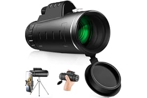 HEYU Telescopio Monoculare ad Alta Definizione 40x60 Monoculare ad Alta Potenza Con Supporto per Smartphone e Treppiede Telescopio Zoom 8X per Visione Diurna e Notturna Doppio Fuoco Prisma Birdwatching