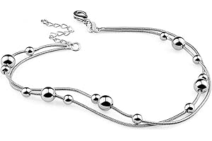 Kim Johanson Edelstahl Damen Fußkettchen *Verschiedene Modelle* in Silber | Fußkette mit Kugeln, Coins & Zirkonia | Fußband Rostfrei & Wasserfest | Frauen Boho Schmuck | Verstellbar inkl Schmuckbeutel