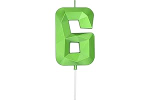 DERVENTA Large Birthday Candle Number 3D Green 3.7 inch Party Celebration Anniversary Decoration Cake Topper 1 Piece (Number 6 Green)