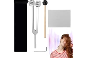 YIUWOD Diapason 128hz ThéRapeutique - Diapason Therapeutique - Diapason - Pour La MéDitation,le Soulagement de L'AnxiéTé (Avec Marteau en Silicone,Sangle de Rangement,Clé Hexagonale)