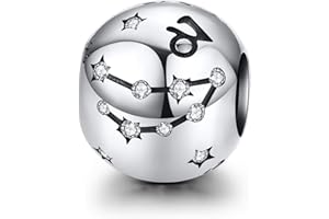 LaMenars Ciondolo a forma di segno zodiacale, in argento Sterling 925, compatibile con braccialetti e collane Pandora, Chamilia e europei