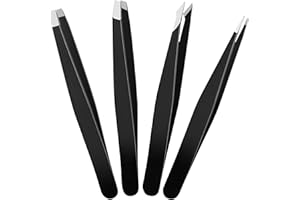 THE AMIN BEAUTY TOOLS Tweezers for Facial Hair Best for Plucking Chin Facial Hair Plucking Tweezers Set for Ingrown Hair, Blackhead Removal, Eyelash Extension, Eyebrows Plucking Beauty Tool Hair for Women (Black) (4 Pcs)
