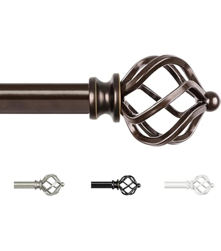 WL.Rocaille Adjustable Gold Curtain Pole With Onion Finials - Extends 30 To 122 Inch (76-310cm), Heavy Duty