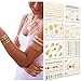 #1 Metallic Temporary Tattoos. 8 Sheet Pack. Gold Silver Temporary Tattoos. High Gloss Shimmer Effect.