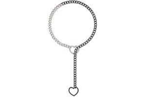 ADEMISHIA Heart O-ring Slip Chain Necklace For Women, Handmade Punk Gothic Cuban Necklace Jewelry Adjustable Lariat Y-Necklace