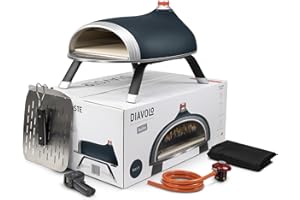 DeliVita Diavolo Gas- Fired Oven - Navy, Portable Outdoor Pizza Oven, Powered by Propane, Butane or Camping Bottles, Includes Accessories - Folding Peel, Carry Case, Temperature Gun & Gas Regulator