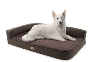 brunolie Odin - canapé pour Chien, Lavable, orthopédique et antidérapant, Coussin pour Chien, Dossier Amovible, Taille L (120 x 80 x 12 cm) - Marron foncé