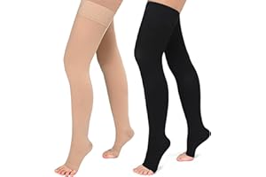 Evolyline 2 pary medycznych pończoch uciskowych dla kobiet i mężczyzn, 20-30 mmHg, klasa II uda, długie skarpety uciskowe, do podróży samolotem, stopniowe wsparcie w przypadku żylaków