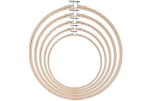 Cleana Arts® - Set di 5 cerchi da ricamo in bambù per punto croce