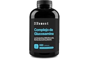 Complejo de Glucosamina con Condroitina, MSM, Boswellia, Bambú, Quercetina y Selenio - 365 Cápsulas, Suministro para 6 Meses, Formato en Cápsulas - Sin Aditivos, Sin OGM - Zenement
