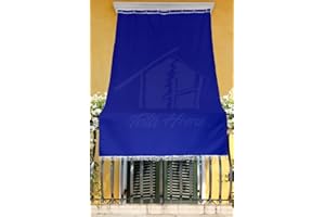 TATA HOME Tenda da Sole con Kit Ganci e Anelli in Tessuto Resistente da Esterno o Balcone Misura cm 280x295 Dis.5 Tinta Unita Colore Blu