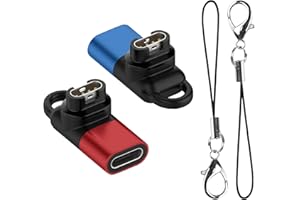 NEWZEROL 2 Stück USB C Adapter Kompatibel für Garmin Uhr Typ C Ladekabel Adapter für Garmin Forerunner570/970/165/955/965,Fenix 8/8 Solar/7/6,vivoactive 6/5/4s,Venu 4/3S/2S,Epix2,Instinct 3-Rot/Blau