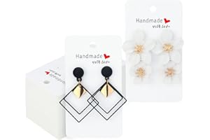 G2PLUS 200PCS Tarjeta de Pendiente-Soportes de Cartón para Pendientes-9x5CM Tarjetas de Exhibición de Joyería para Collares, Aretes Tachuelas,Exhibición De Joyería（Blanco）