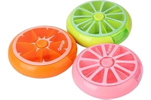 BUJINGYUN 3pcs-kreative tragbare Mini 7-Tage wöchentliche kreisförmige Form Rotary Nette Frucht Art Pille Aufbewahrungskoffer Box (Multicolor)