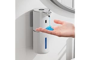 ‎FANTICTAS Fantictas Seifenspender Automatisch, Elektrischer Seifenspender mit Display, USB-Wiederaufladbarer,6-Stufig Einstellbar, 380ml Wandmontage für Badezimmer/Küche/Geschirrspülmittel, Weiß