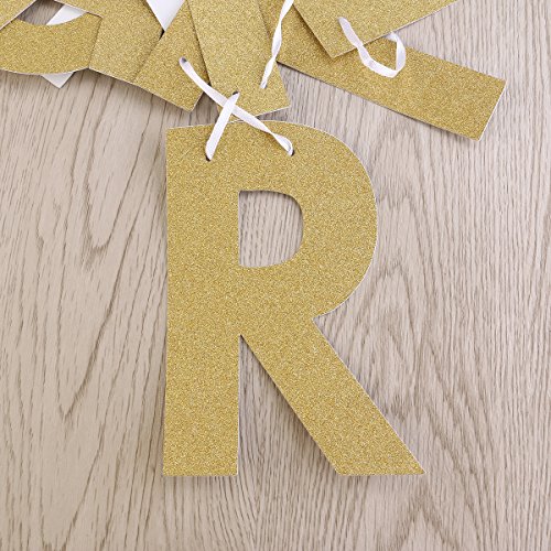OULII Alles Gute zum Geburtstag Glitter Gold Girlande Fahne Flagge Banner für Geburtstag Party Dekoration - 4