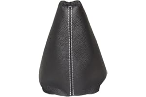 The Tuning-Shop Ltd Soufflet de levier de vitesse en cuir noir avec coutures blanches